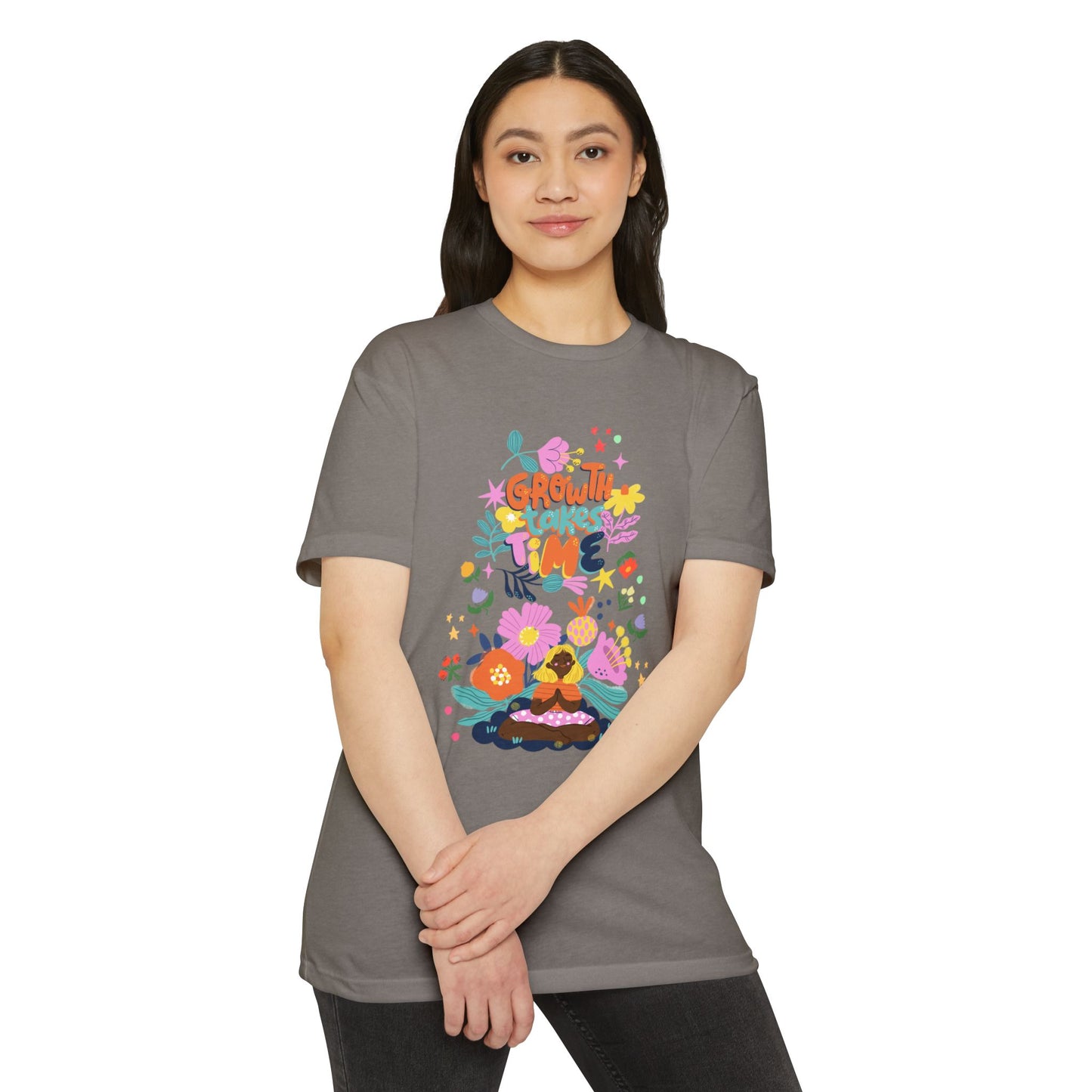Growth Takes Time Floral Unisex T-Shirt, Spring Tee, Inspirational T-Shirt, Casual Wear, Unique Gift Idea