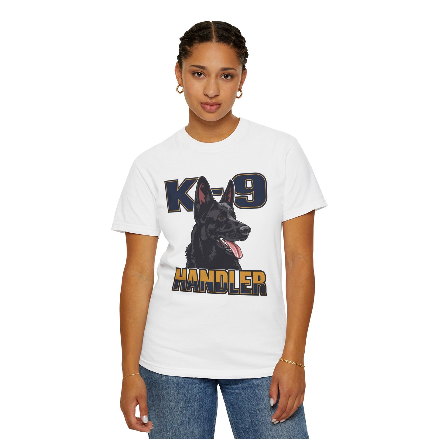 Black German Shepherd K-9 Handler T-Shirt, Garment-Dyed Unisex Tee for Dog Lovers