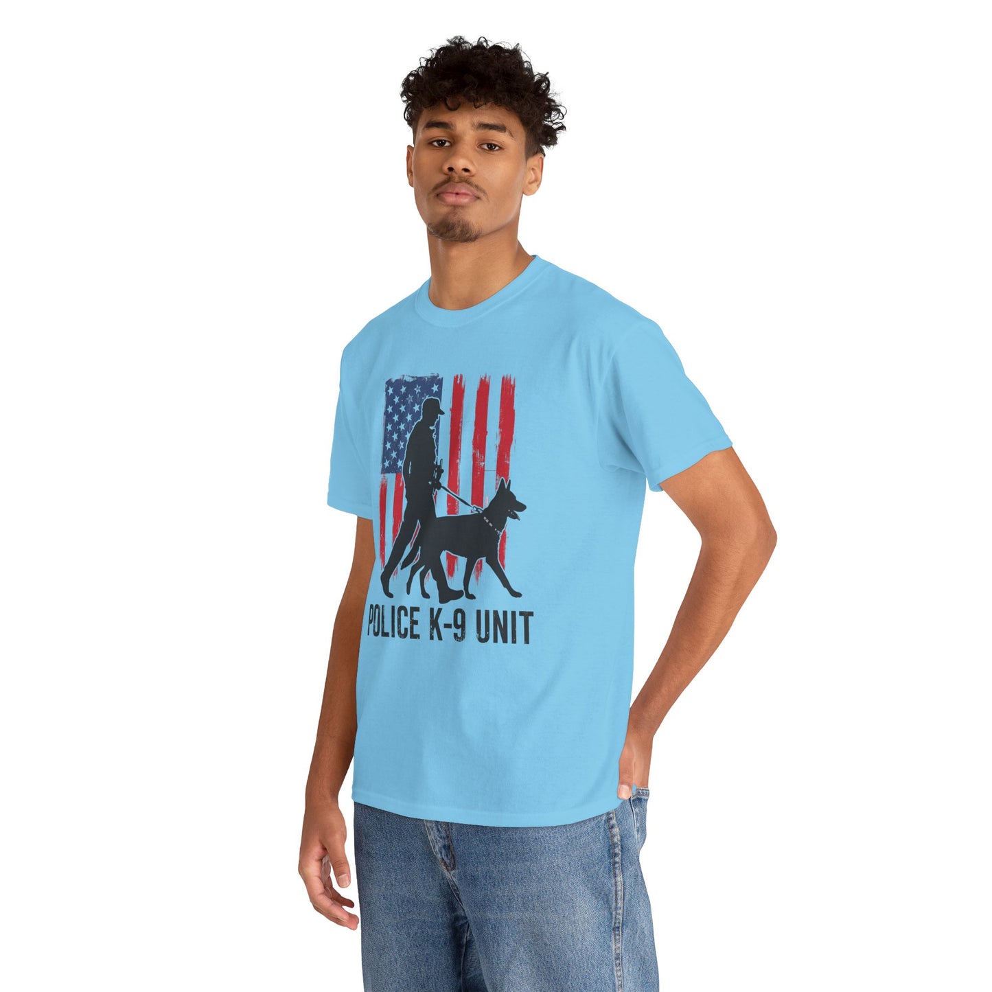 Patriotic Police K-9 Unit Heavy Cotton Tee, Unisex Cotton Shirt for Dog Lovers, Law Enforcement Apparel, Gifts for Police Officers
