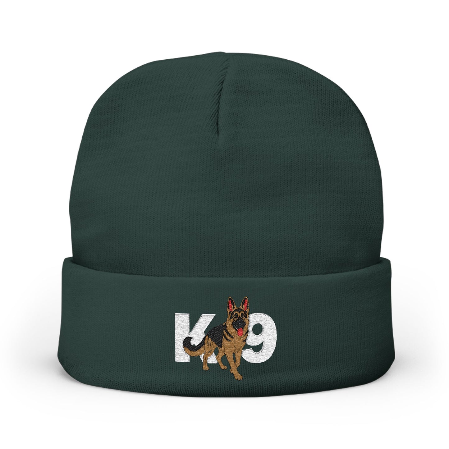 K9 Embroidered Knit Beanie Featuring a German Shepherd Design | Cozy Pet Lover Hat