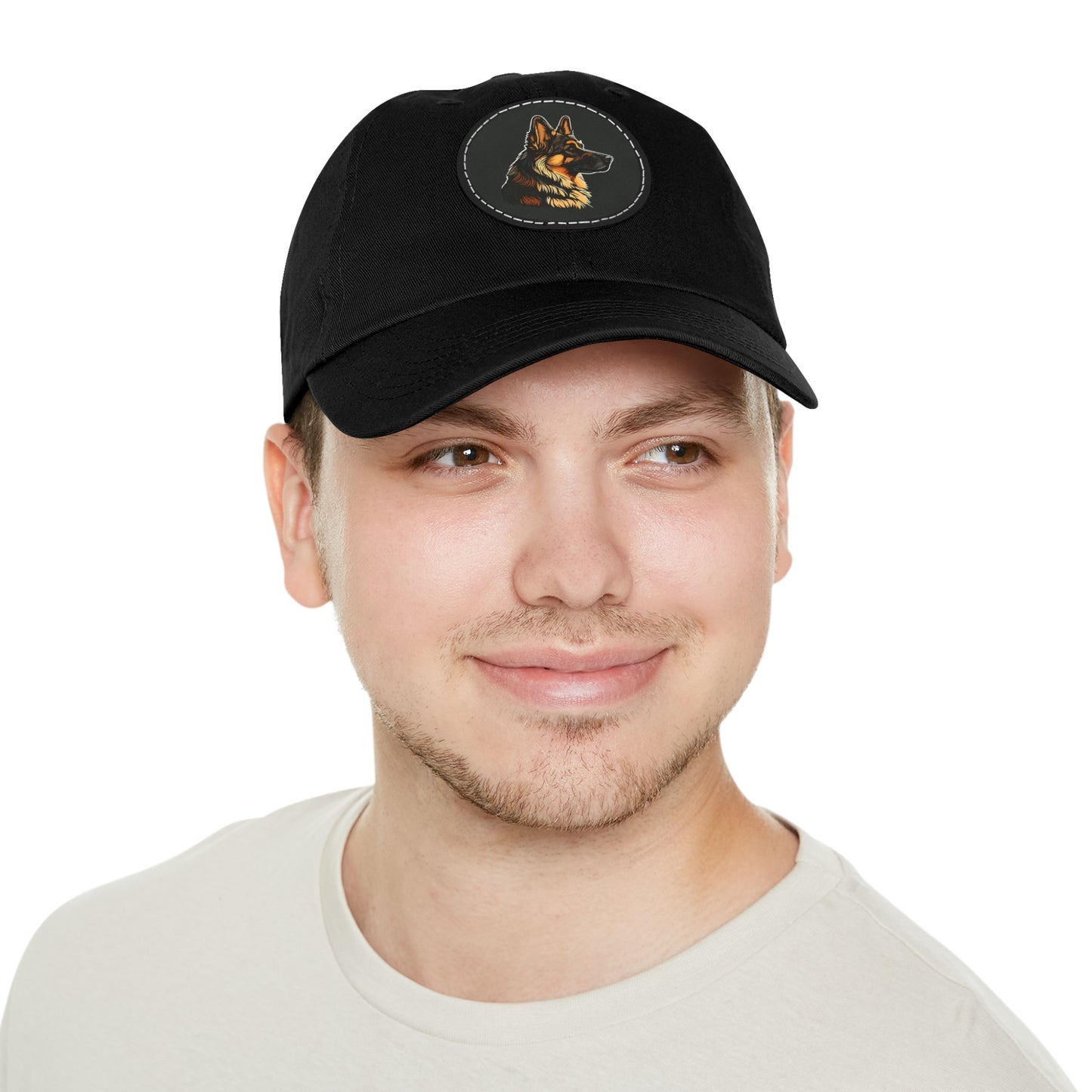 Customized Dad Hat with Leather Patch - German Shepherd Design