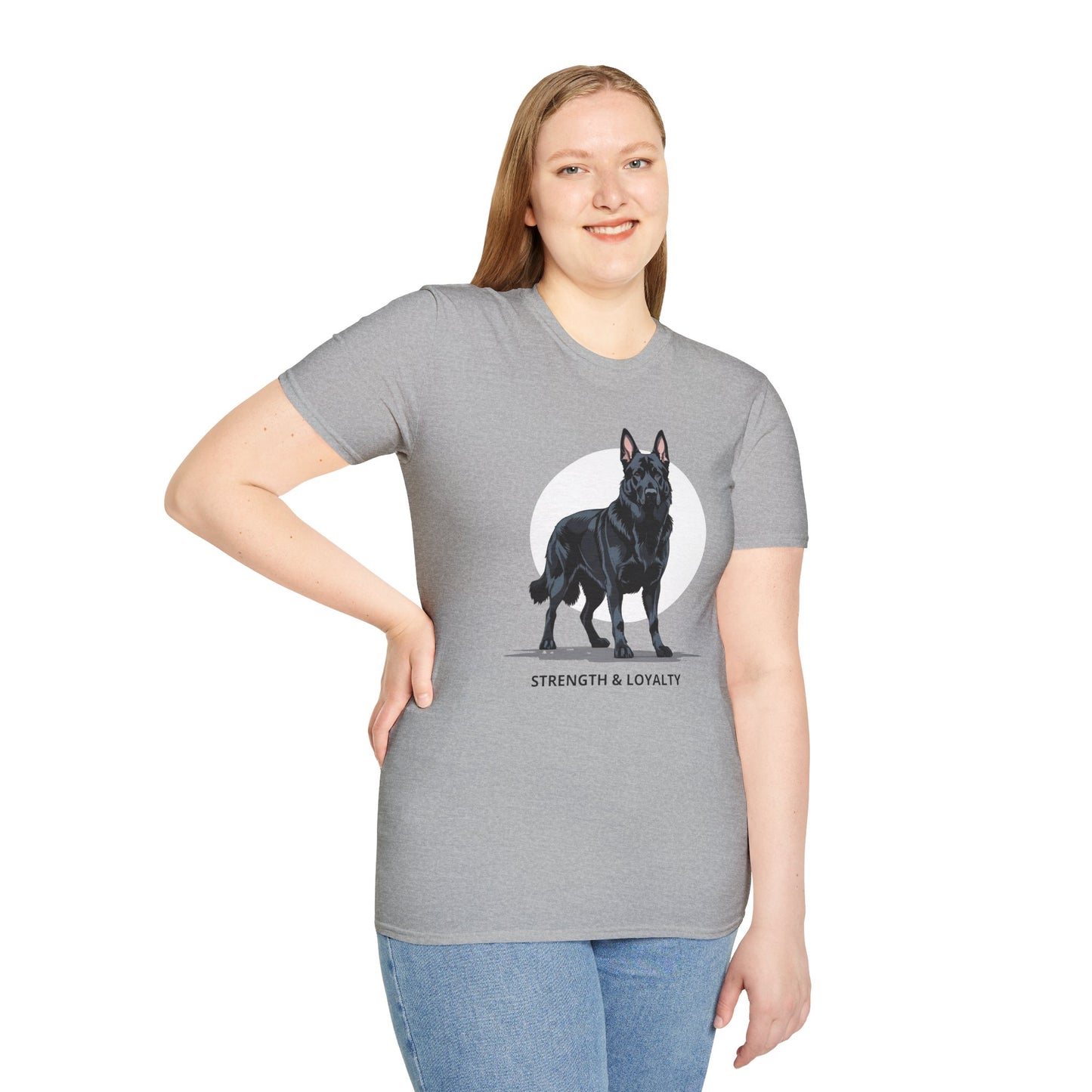 Strength & Loyalty German Shepherd Dog T-Shirt, Unisex Pet Lover Tee, Gifts for Dog Owners, Animal Lovers Apparel, Casual Everyday Wear, Black Dog Shirt