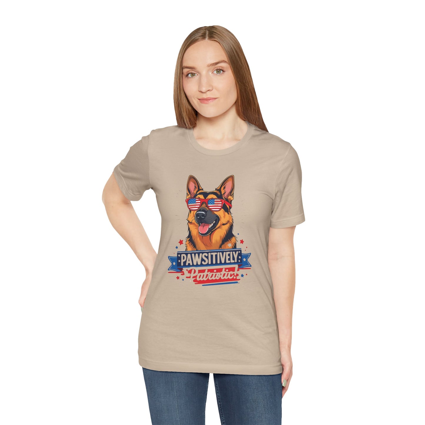 Pawsitively Patriotic German Shepherd Dog Tee, Unisex T-Shirt, Perfect for Summer Celebrations, Pet Lovers Gift, 4th of July Apparel