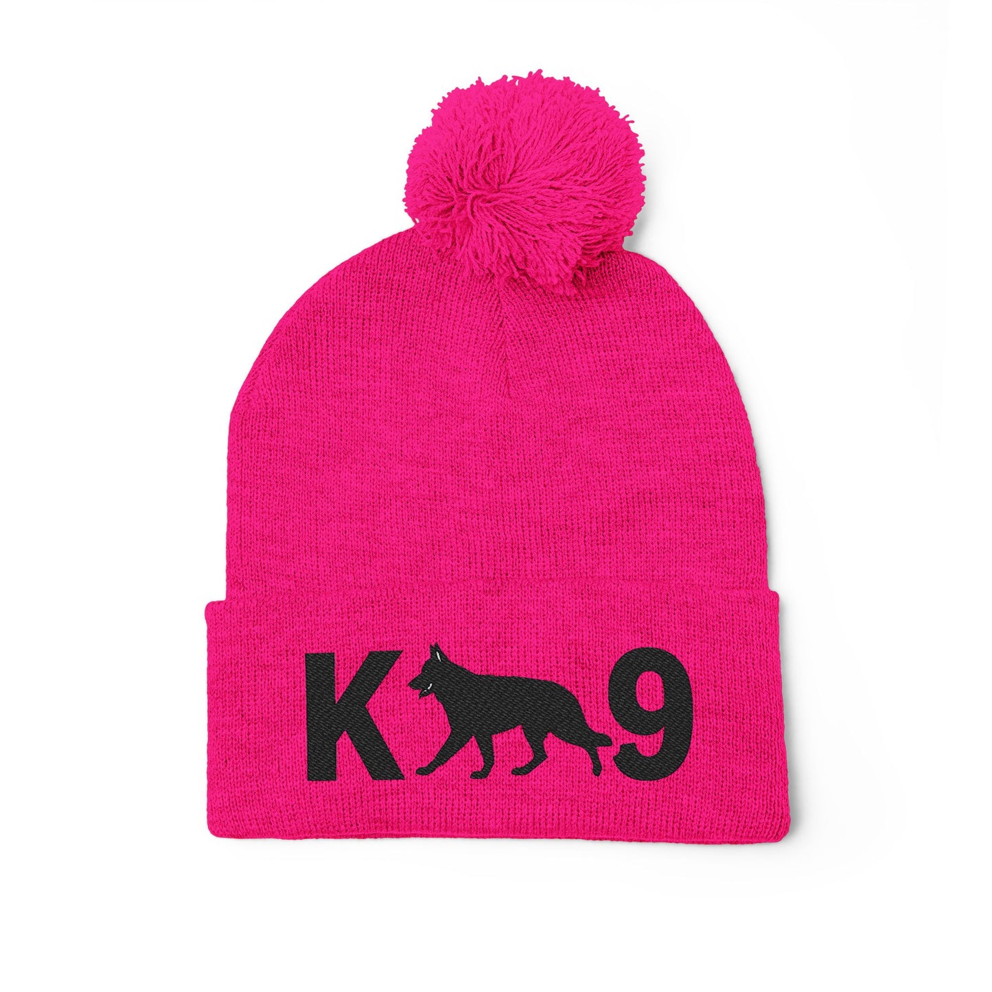 Embroidered K9 Pom-Pom Knit Cap - German Shepherd Design | Winter Beanie, Dog Lover Gift