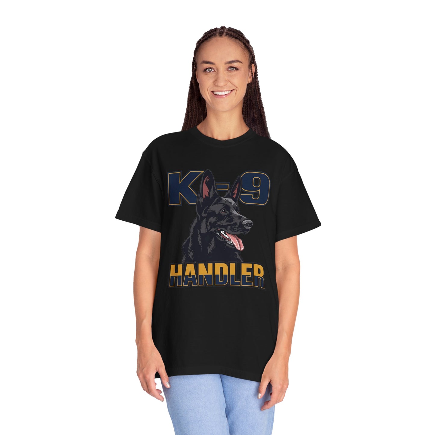 Black German Shepherd K-9 Handler T-Shirt, Garment-Dyed Unisex Tee for Dog Lovers