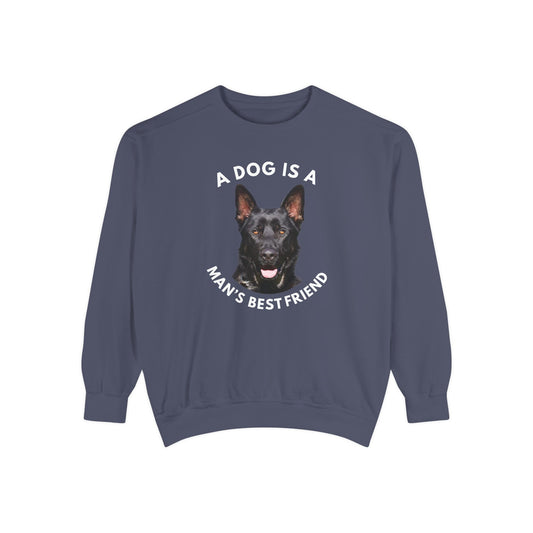 Unisex Dog Lover Sweatshirt With Close Up of German Shepherd and Caption A Dog Is A Man's Best Friend