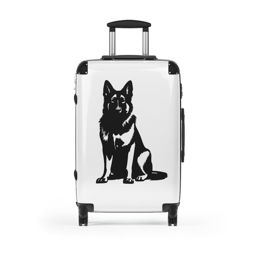 Personalized Dog Design Suitcase Featuring a Graphic of Black German Shepherd Sloppily Sitting