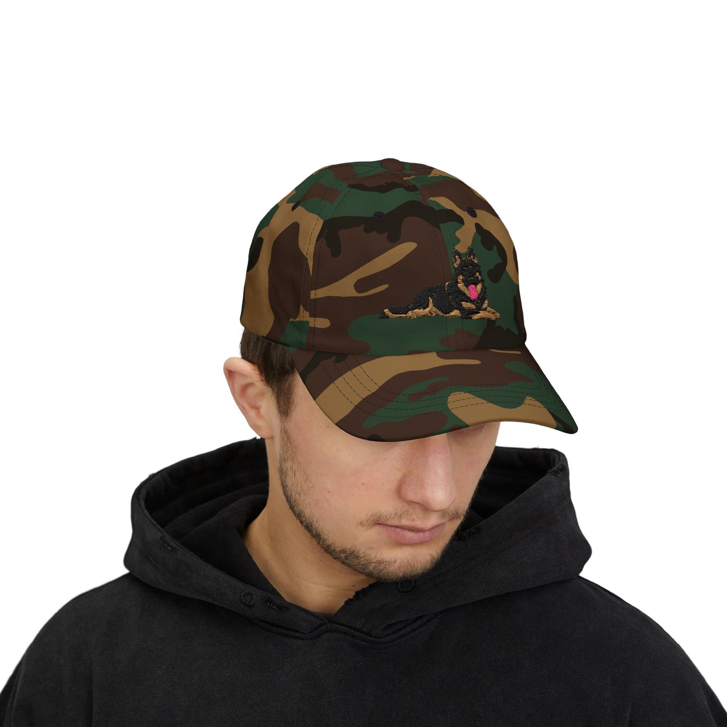 Classic Dad Cap Featuring a Giant Old Fashioned Working Line German Shepherd Embroidered Design