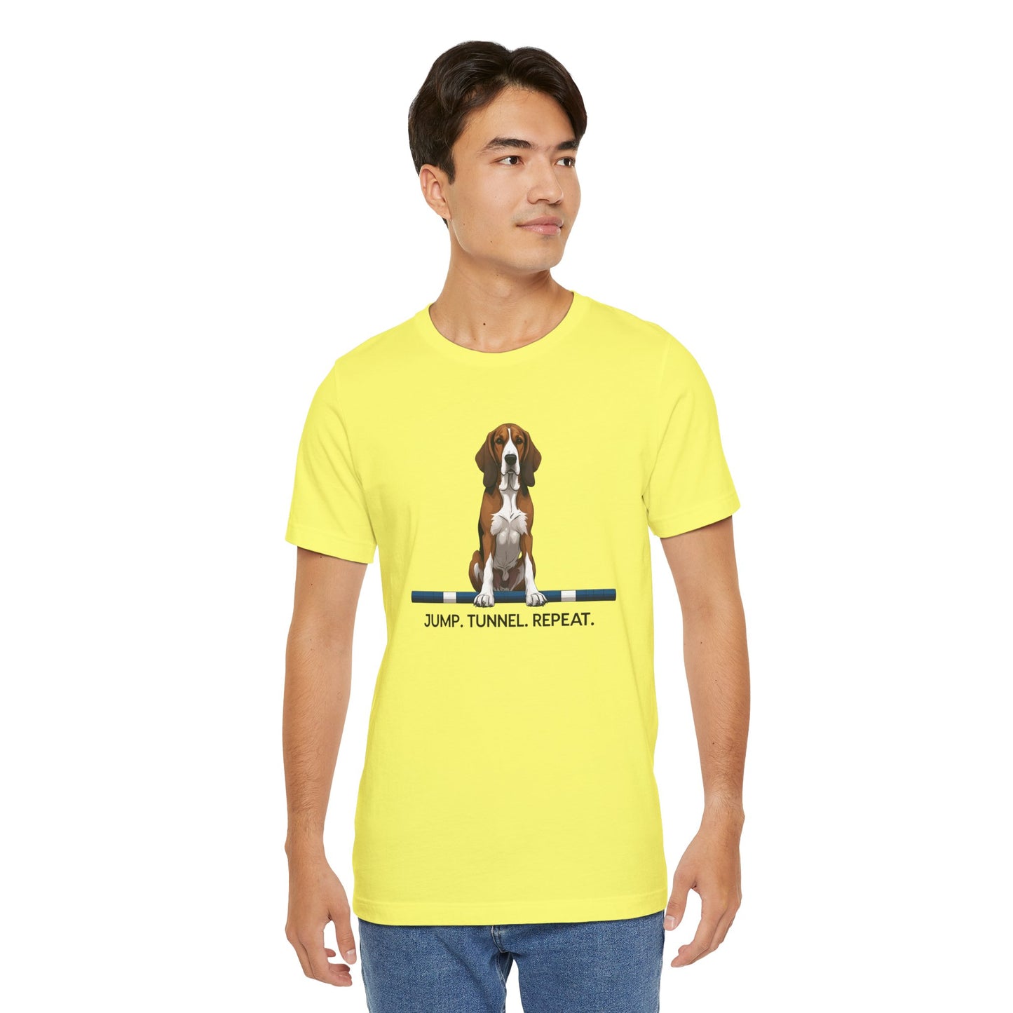 Dog Agility Tee, Fun Pet Lover Shirt, Jump Tunnel Repeat T-Shirt, Dog Enthusiast Apparel, Gift for Dog Owners