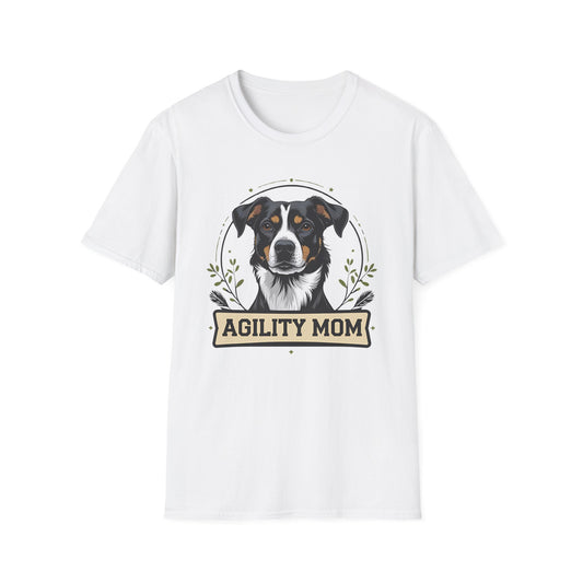 Agility Mom Unisex Softstyle T-Shirt | Perfect Gift for Dog Lovers, Pet Moms, Agility Enthusiasts, Women’s Dog Apparel, Casual Wear
