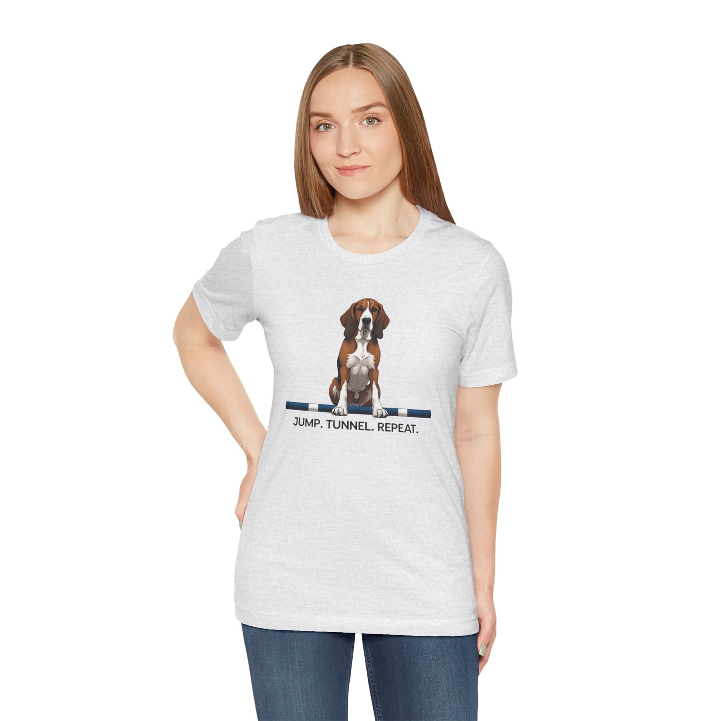 Dog Agility Tee, Fun Pet Lover Shirt, Jump Tunnel Repeat T-Shirt, Dog Enthusiast Apparel, Gift for Dog Owners