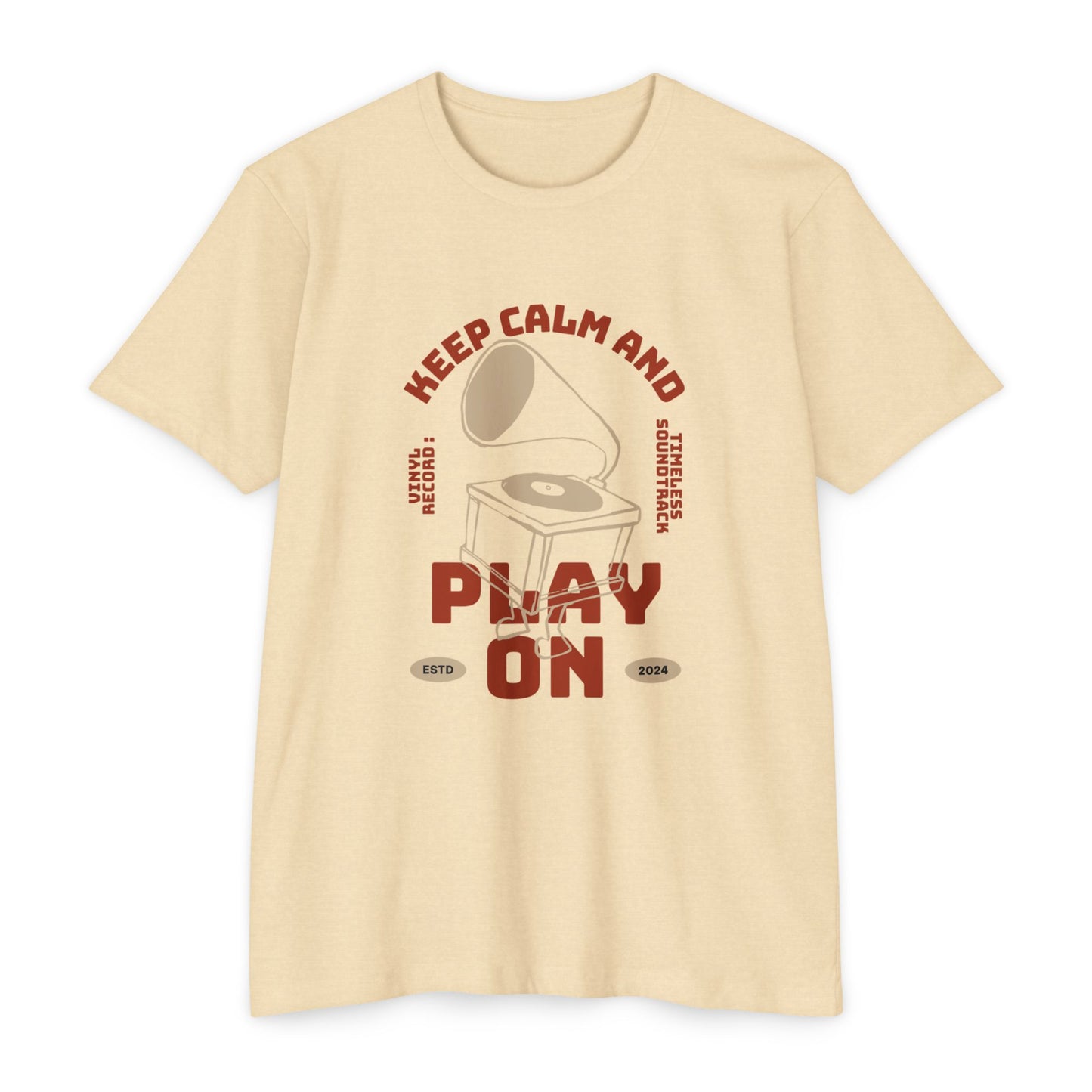 Retro Music Vibe T-Shirt, Unisex Tee, Gift for Music Lovers, Keep Calm and Play On Shirt, Casual Summer Wear, Music Themed Apparel