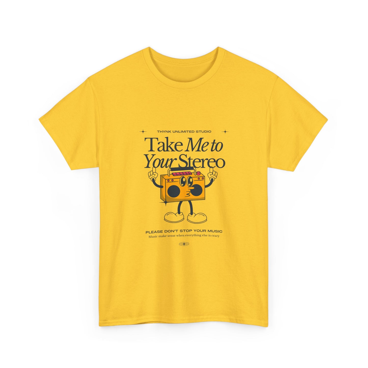 Retro Music Lover Tee - Take Me To Your Stereo, Vintage Style Shirt, Graphic T-Shirt, Unisex Cotton Top, Perfect Gift for Musicians, Summer Outfit