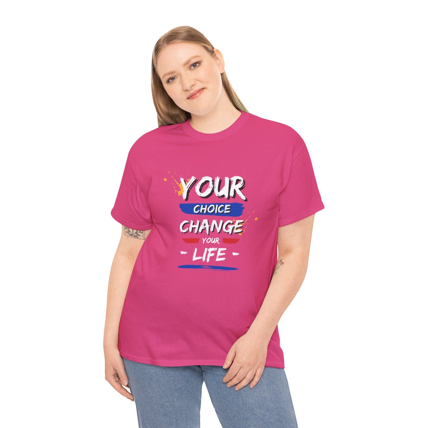 Inspirational Quote Unisex Heavy Cotton Tee - "Your Choice Change For Life", Motivational Shirt, Casual Wear, Gift Idea, Everyday Comfort