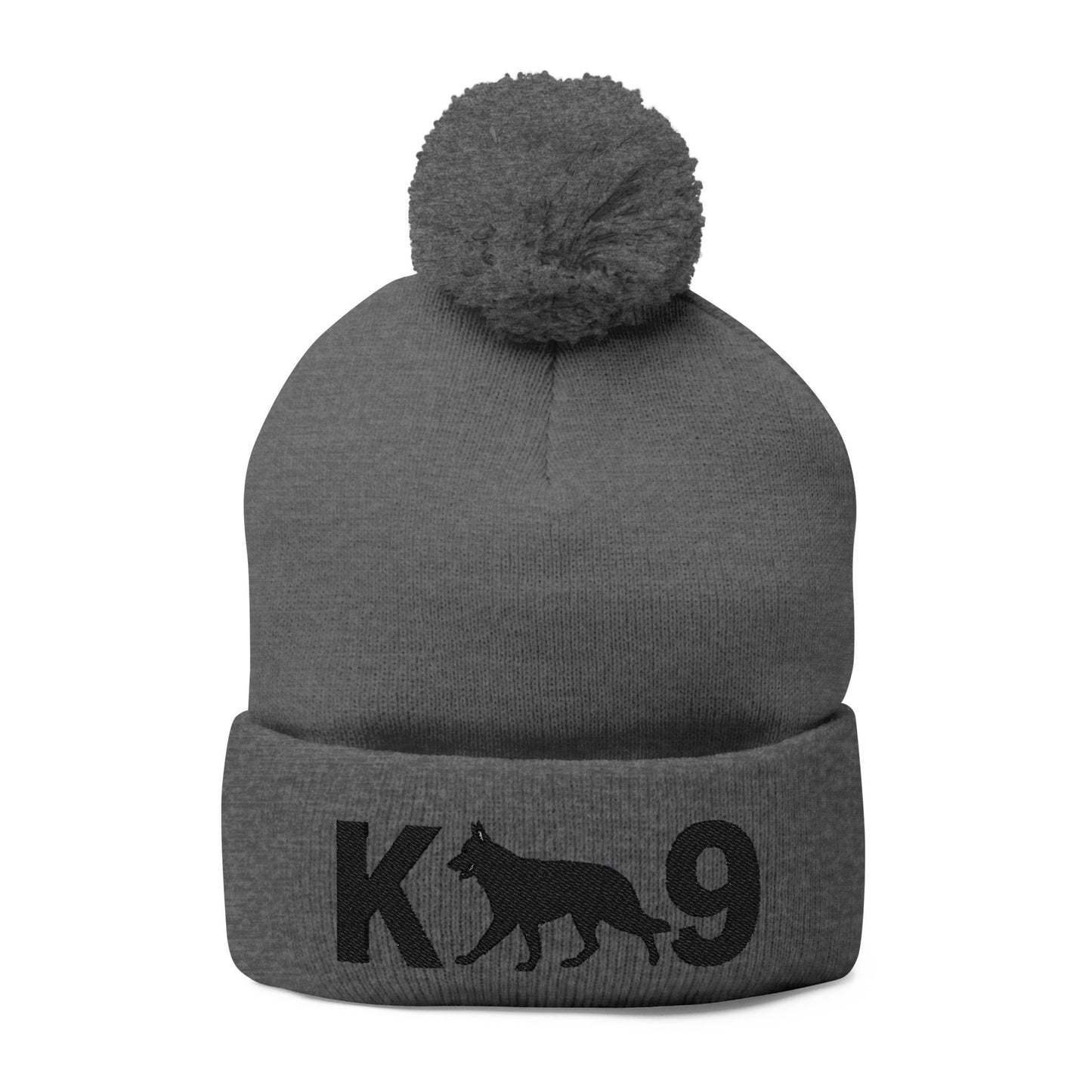 Embroidered K9 Pom-Pom Knit Cap - German Shepherd Design | Winter Beanie, Dog Lover Gift