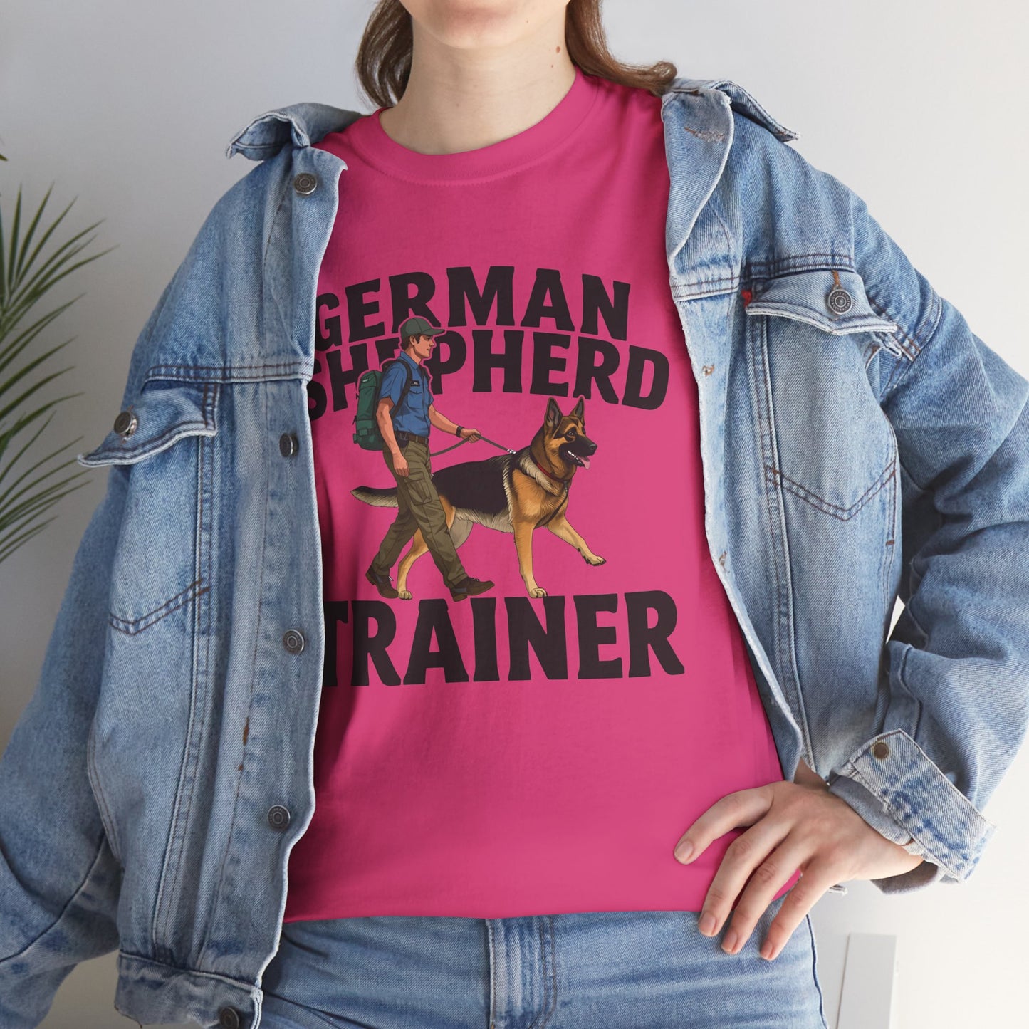German Shepherd Trainer Tee - Man Holding a German Shepherd | Dog Lover Gift