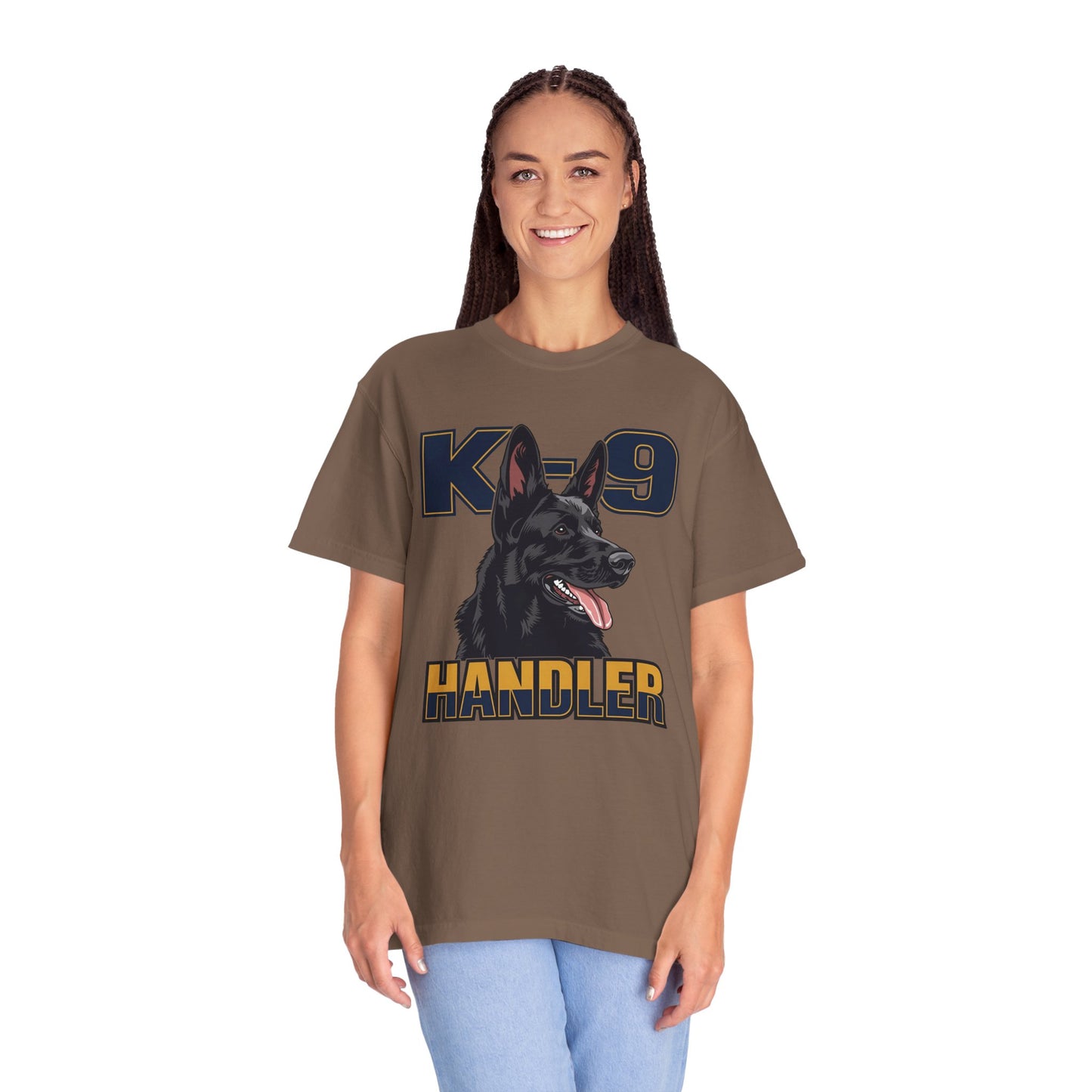 Black German Shepherd K-9 Handler T-Shirt, Garment-Dyed Unisex Tee for Dog Lovers