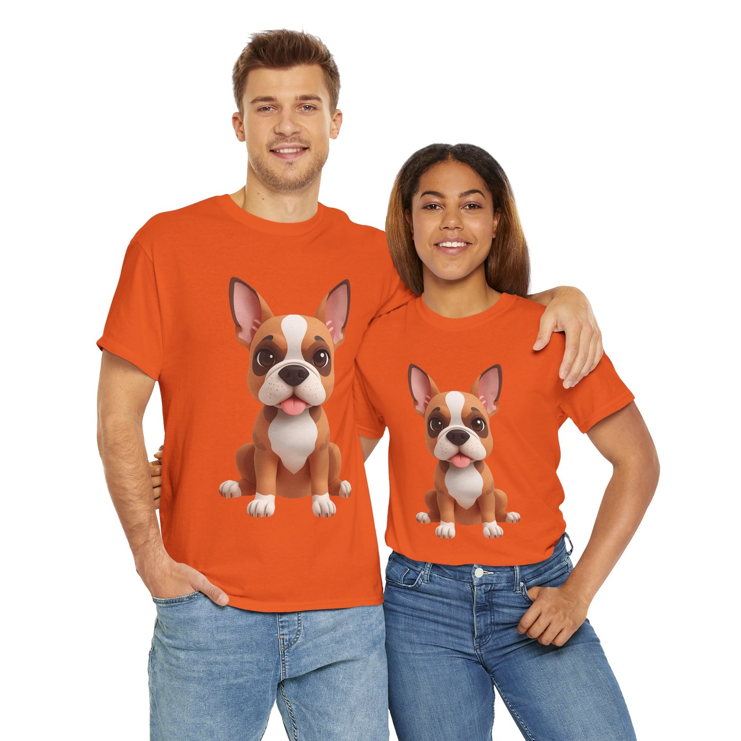 Cute 3D French Bulldog T-Shirt Unisex Heavy Cotton Tee, Dog Lover Gift