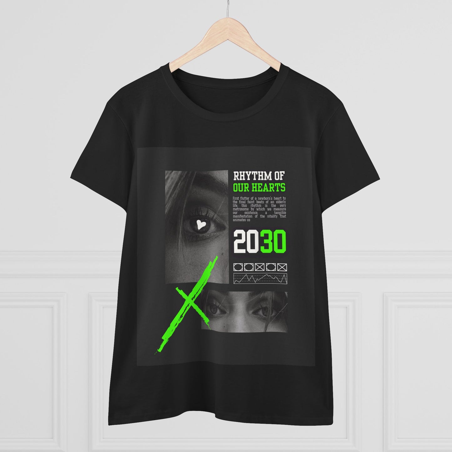 Women’s Graphic Tee, Rhythm of Our Hearts Shirt, Casual Wear, Music Lover Shirt, Gift for Her