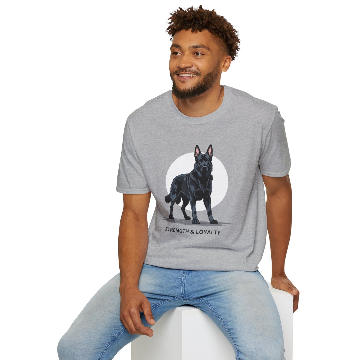 Strength & Loyalty German Shepherd Dog T-Shirt, Unisex Pet Lover Tee, Gifts for Dog Owners, Animal Lovers Apparel, Casual Everyday Wear, Black Dog Shirt