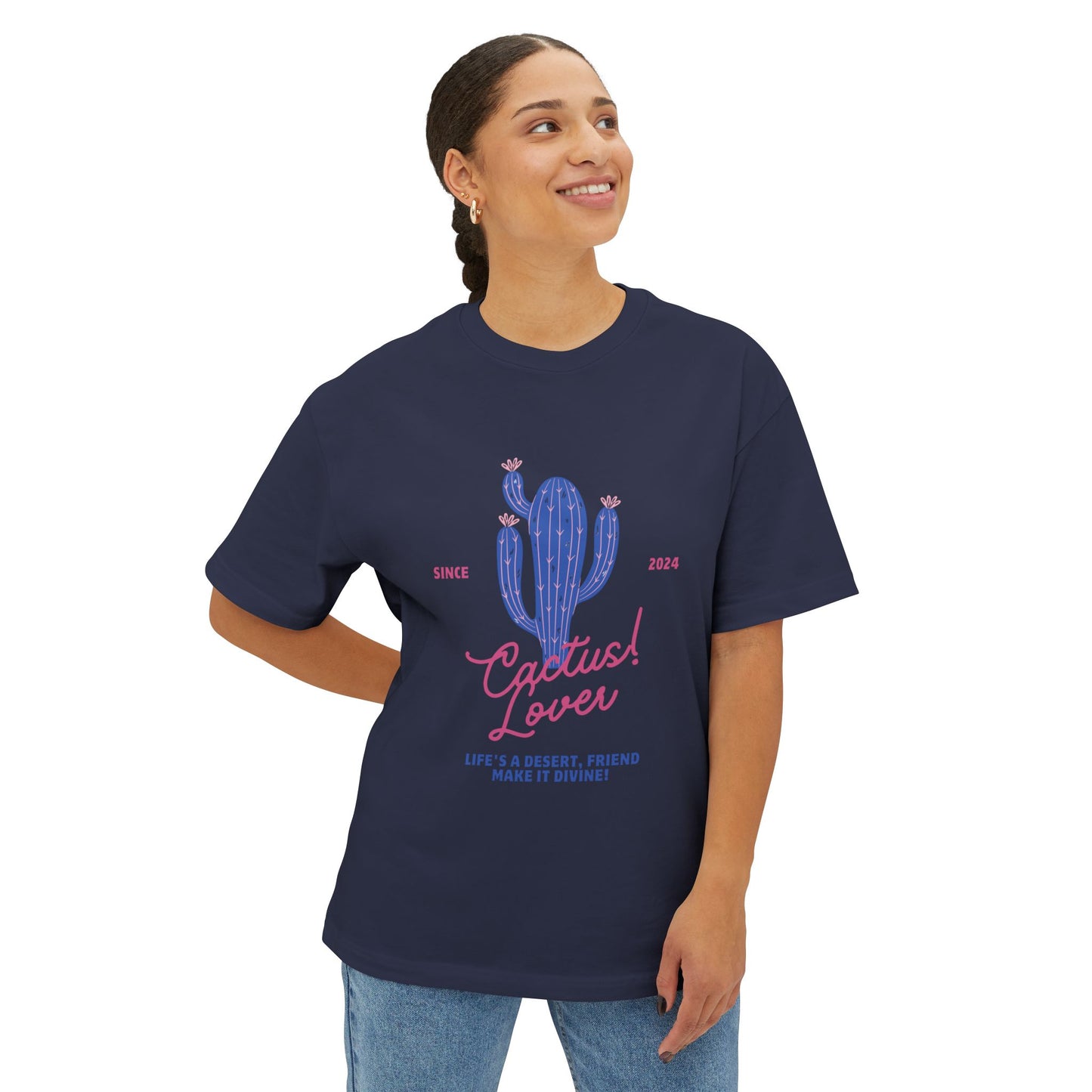Cactus Lover Boxy Tee - Ideal for Plant Enthusiasts, Casual Wear, Gift for Friends, Summer Fashion, Nature Lovers
