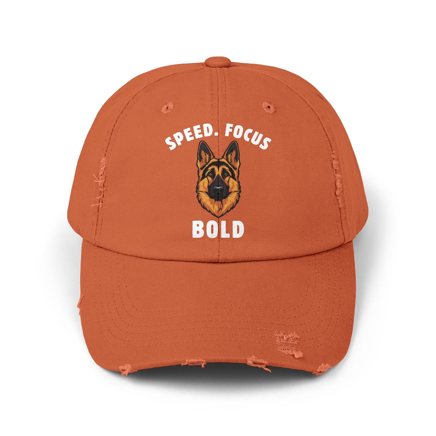 Speed Focus Bold German Shepherd Agility Distressed Hat, Dog Lover Gift, Casual Fashion Accessory, Summer Style, Outdoor Fun