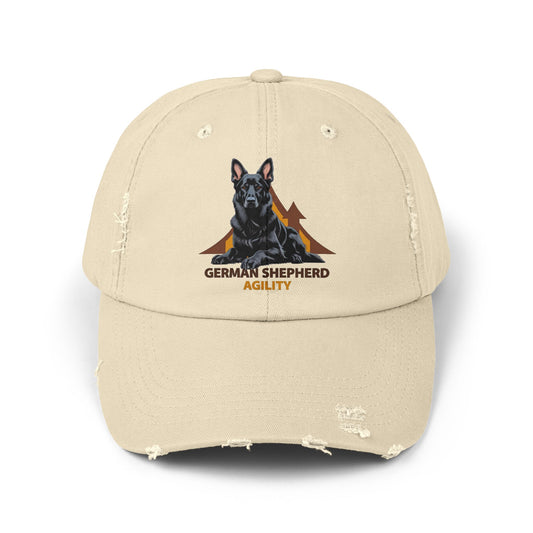 German Shepherd Agility Distressed Cap, Vintage Dog Hat, Pet Lover Gift, Adjustable Baseball Cap, Casual Outdoor Apparel