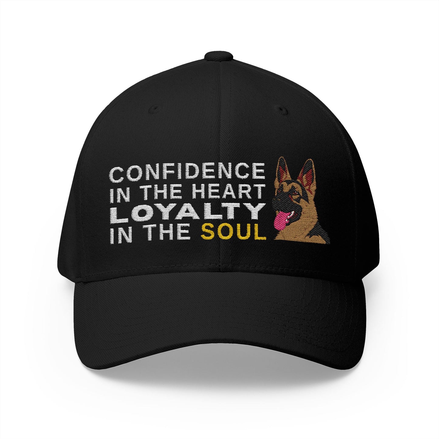 German Shepherd Closed-Back Structured Embroidered Structured Cap  - Courage in the Heart, Loyalty in the Soul