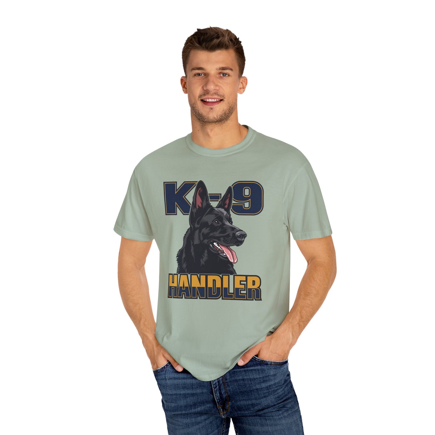 Black German Shepherd K-9 Handler T-Shirt, Garment-Dyed Unisex Tee for Dog Lovers