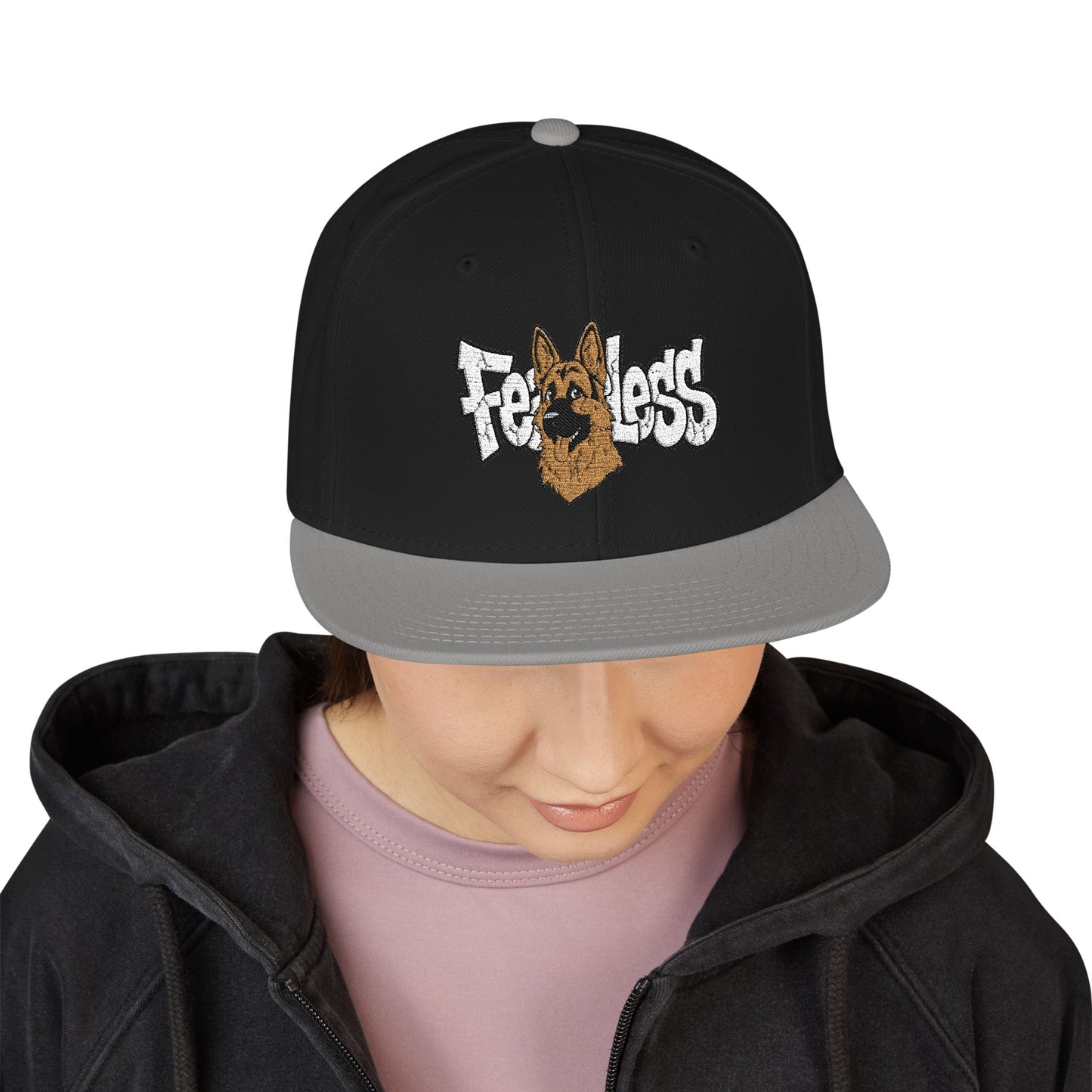 German Shepherd Embroidered Snapback Hat - Fearless