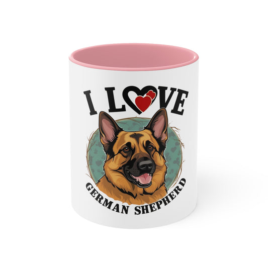 I Love German Shepherd Accent Mug | Perfect Gift for Dog Lovers, Pet Lover Mug, Unique Dog Owner Gift, Cute Cup