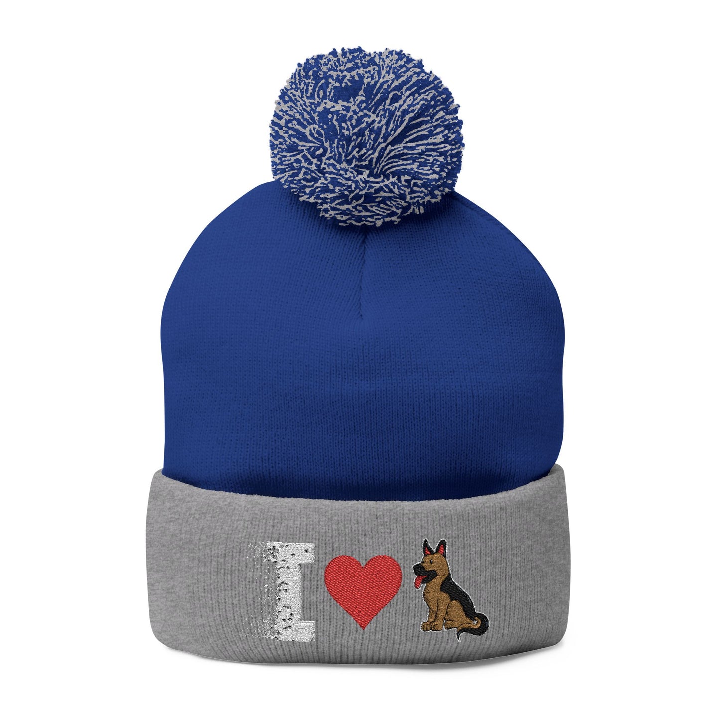 I Love My German Shepherd Embroidered Pom-Pom Knit Cap