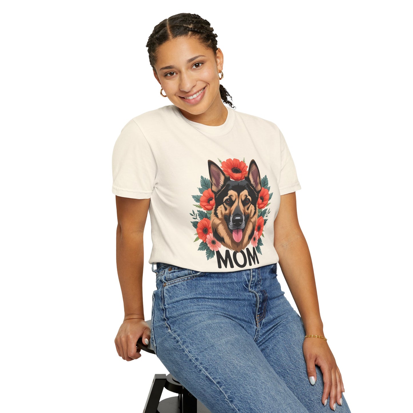 Floral German Shepherd Dog Mom T-Shirt, Perfect Gift for Dog Lovers, Mother’s Day, Birthday, Casual Wear, Comfortable Everyday Tee