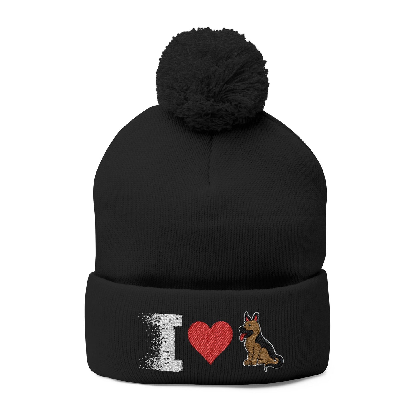I Love My German Shepherd Embroidered Pom-Pom Knit Cap
