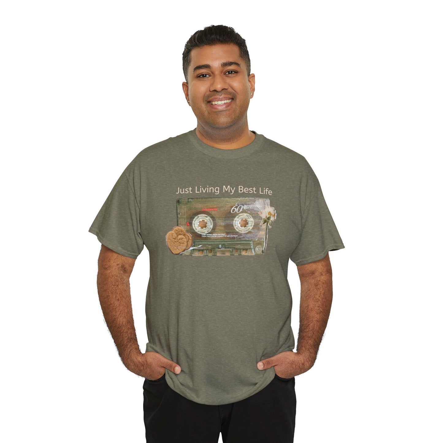 Just Living My Best Life Tee, Vintage Cassette T-Shirt, Casual Wear, Gift for Friends, Music Lover's Apparel