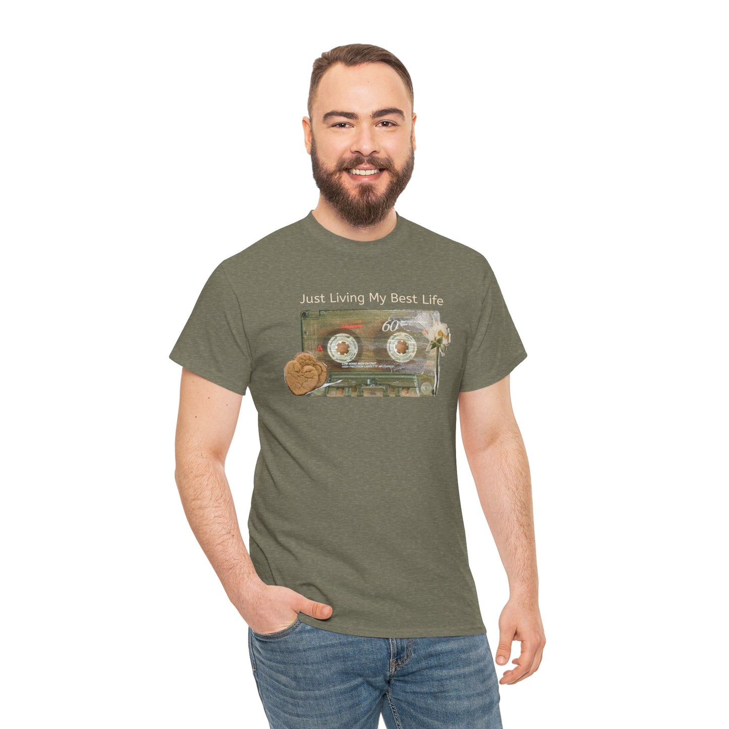 Just Living My Best Life Tee, Vintage Cassette T-Shirt, Casual Wear, Gift for Friends, Music Lover's Apparel