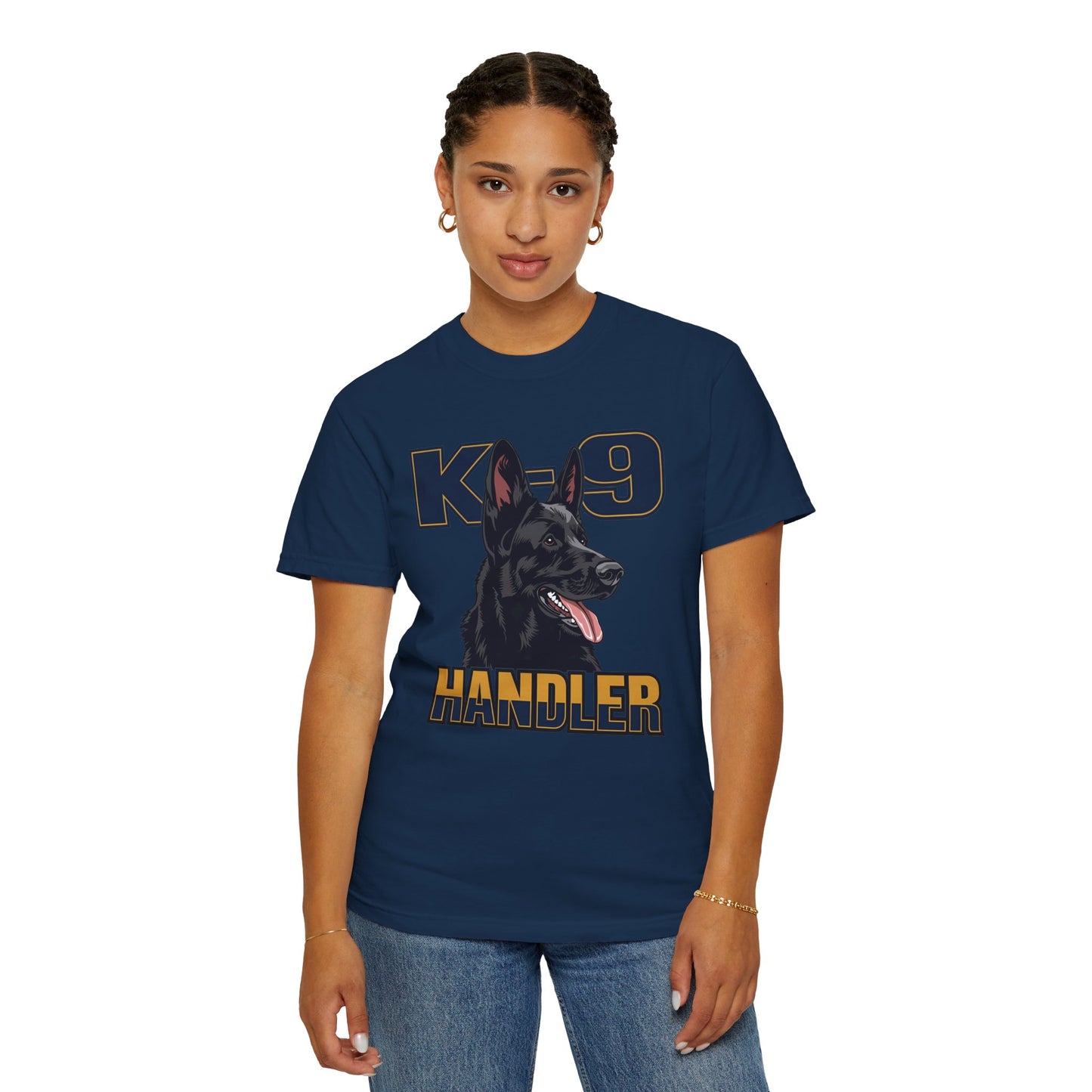 Black German Shepherd K-9 Handler T-Shirt, Garment-Dyed Unisex Tee for Dog Lovers