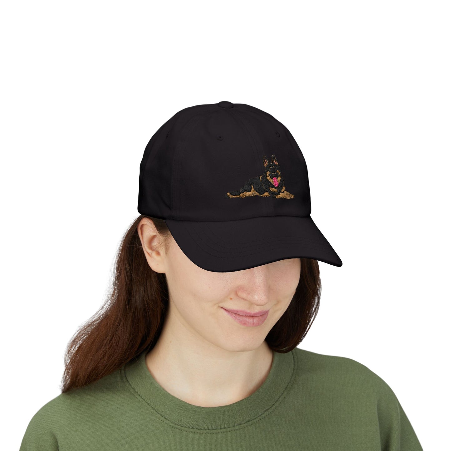 Classic Dad Cap Featuring a Giant Old Fashioned Working Line German Shepherd Embroidered Design