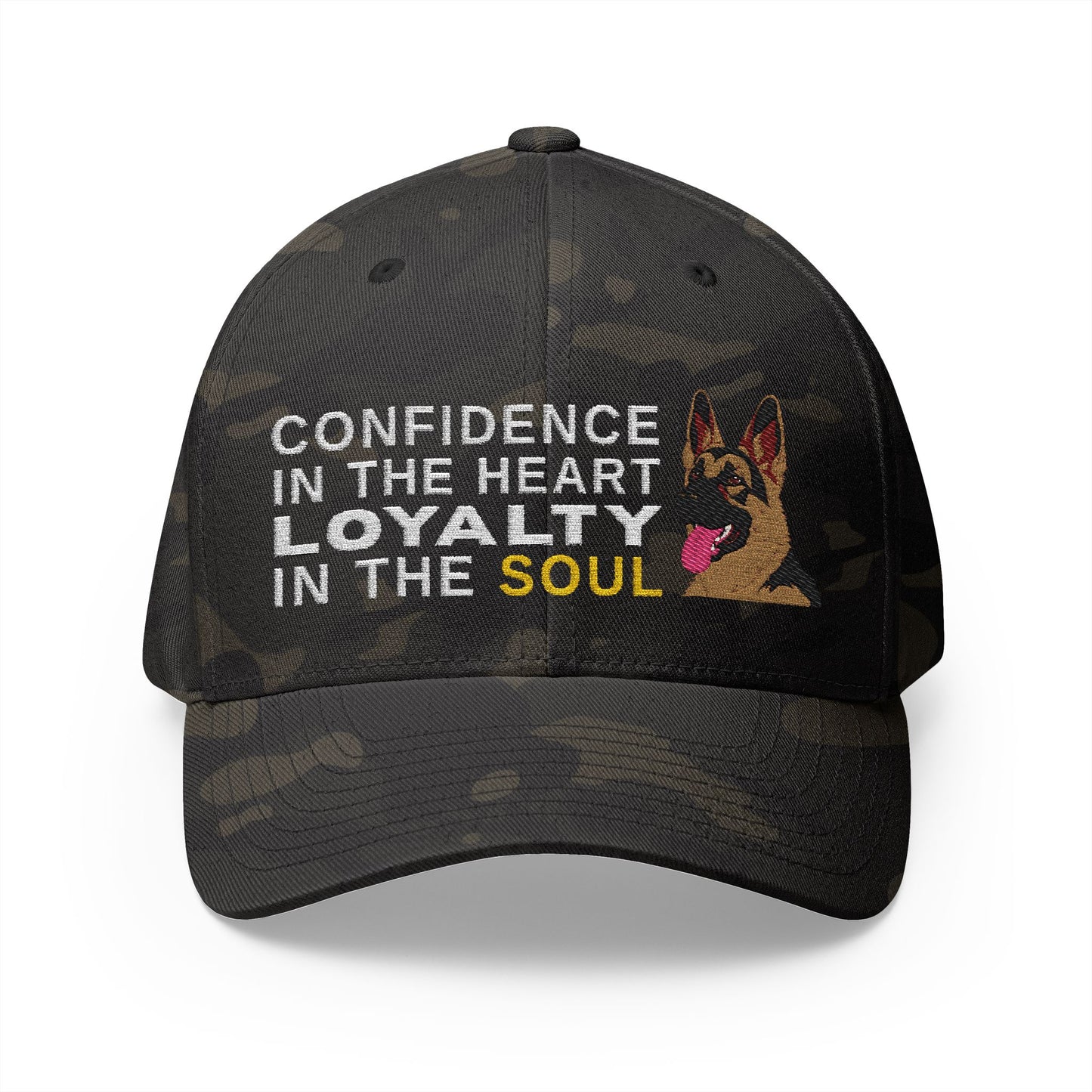 German Shepherd Closed-Back Structured Embroidered Structured Cap  - Courage in the Heart, Loyalty in the Soul