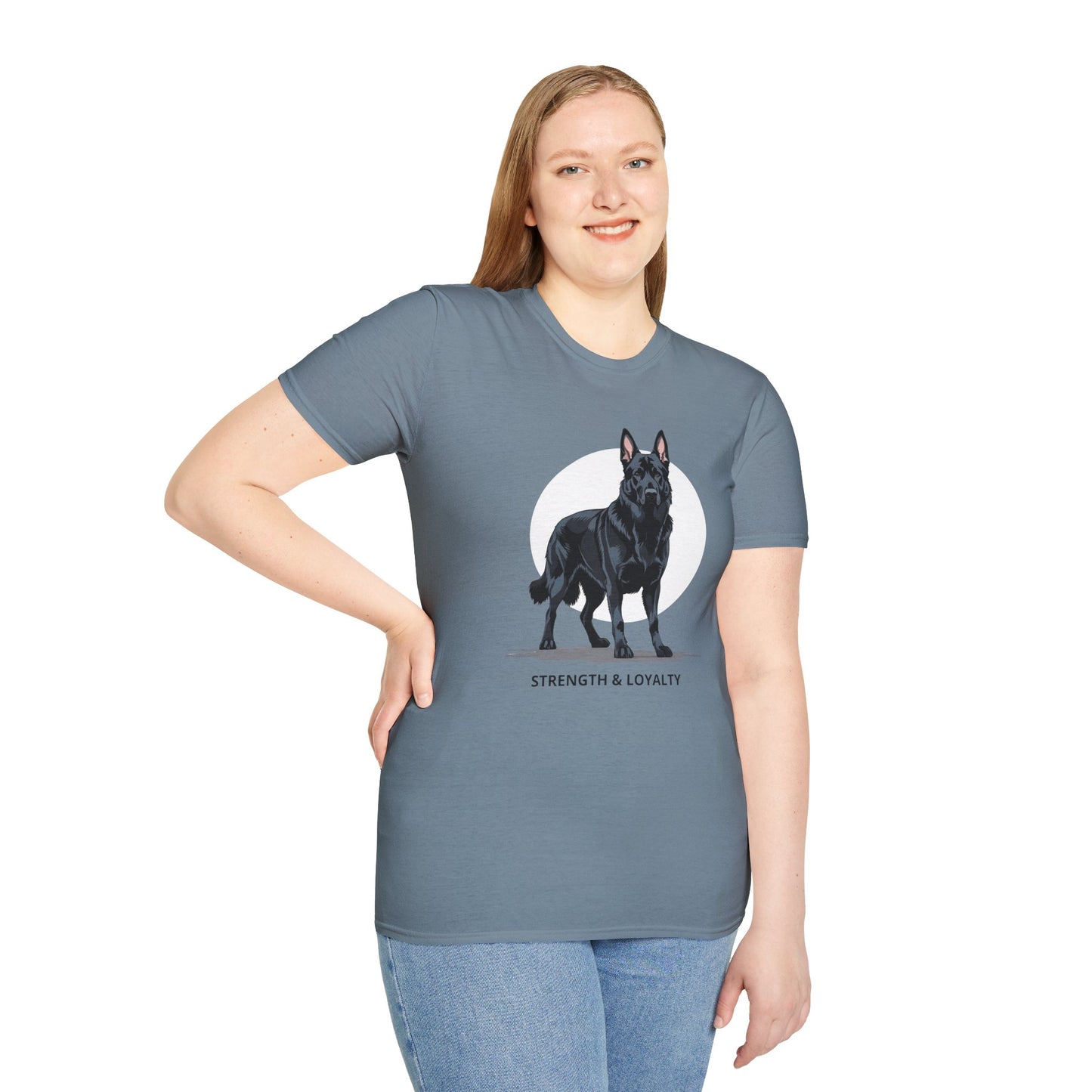 Strength & Loyalty German Shepherd Dog T-Shirt, Unisex Pet Lover Tee, Gifts for Dog Owners, Animal Lovers Apparel, Casual Everyday Wear, Black Dog Shirt
