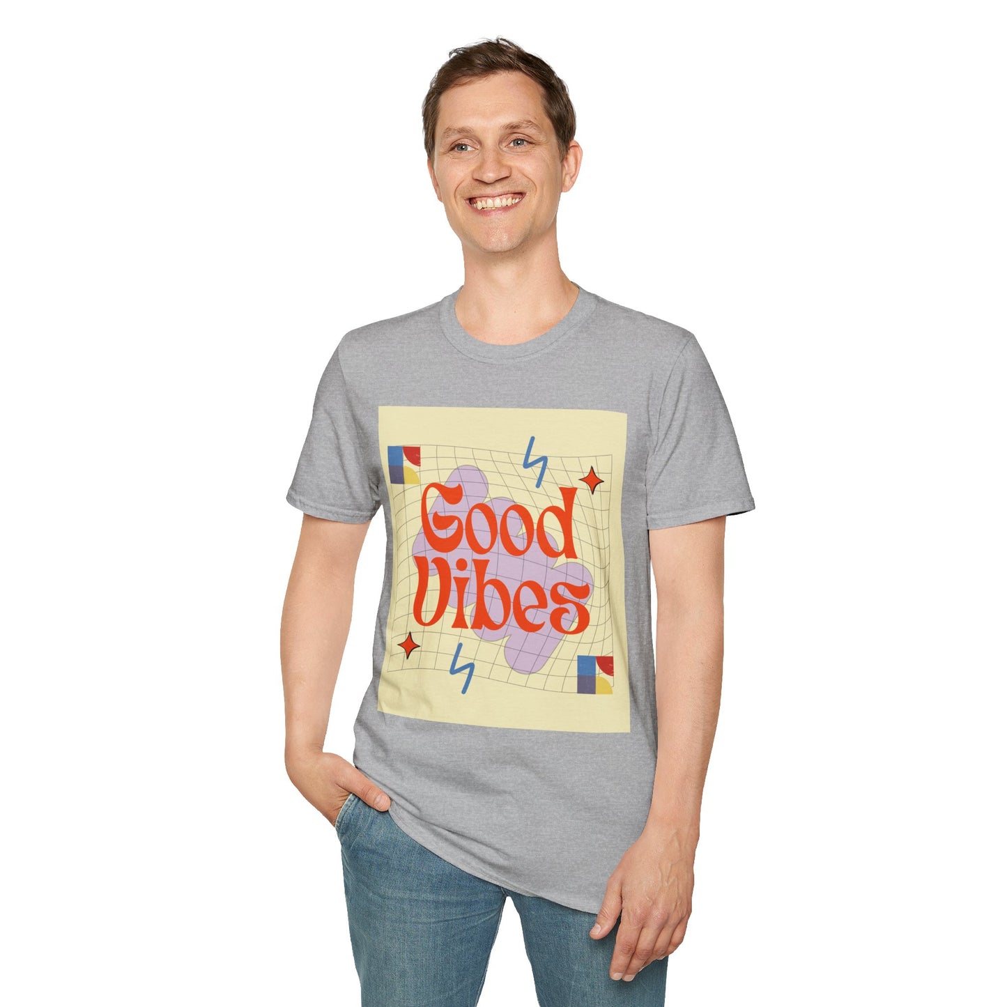 Good Vibes Unisex Softstyle T-Shirt, Relaxed Fit Tee, Casual Wear, Gift Idea, Positive Quotes, Everyday Comfort, Summer Fashion