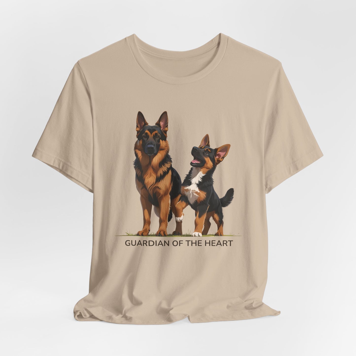 German Shepherd and Puppy Tee - Guardian of the Heart, Gifting for Pet Owners, Cute Graphic Shirt, Perfect for Birthdays, Dog-Themed Apparel