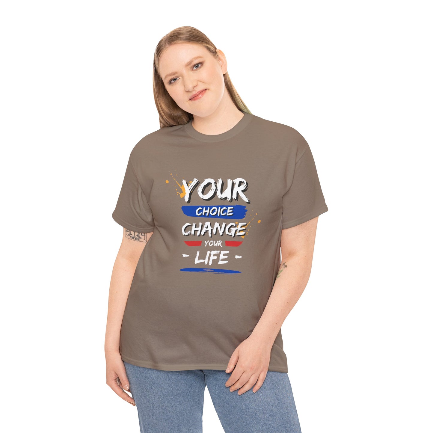 Inspirational Quote Unisex Heavy Cotton Tee - "Your Choice Change For Life", Motivational Shirt, Casual Wear, Gift Idea, Everyday Comfort