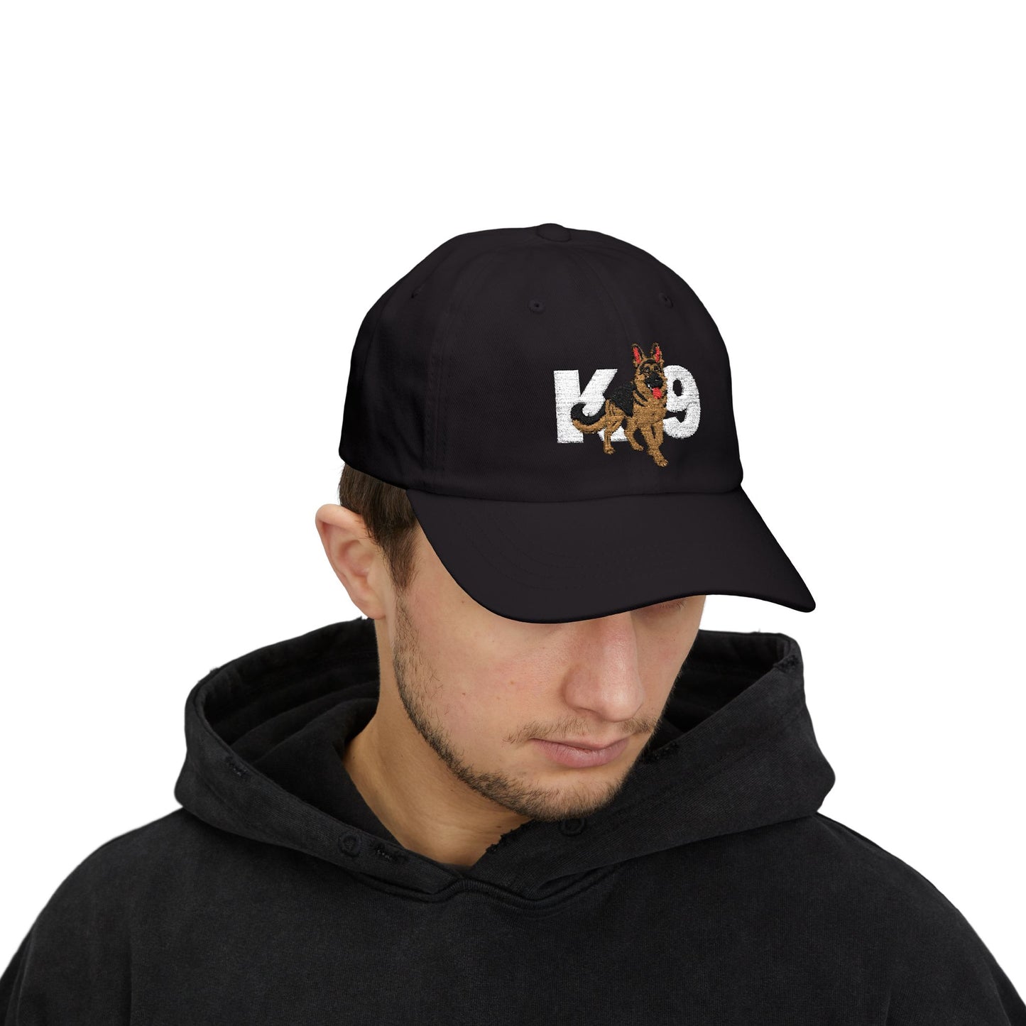 Classic Embroidered K9 Dad Cap Featuring German Shepherd | Dog Lover's Hat, Pet Owner Gift, Adjustable Baseball Cap