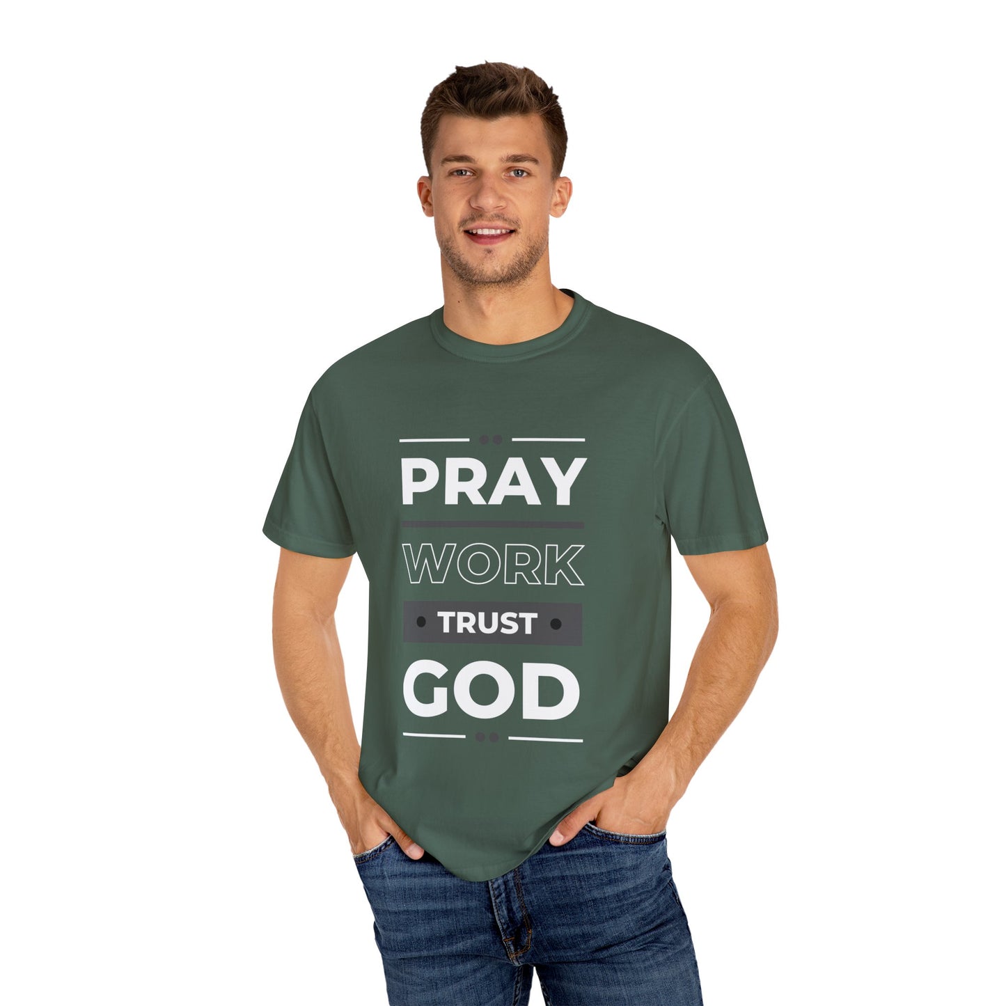 Faith-Inspired Garment-Dyed T-shirt, Inspirational Tee, God Trust Shirt, Religious Apparel, Motivational Gift, Unisex Fashion
