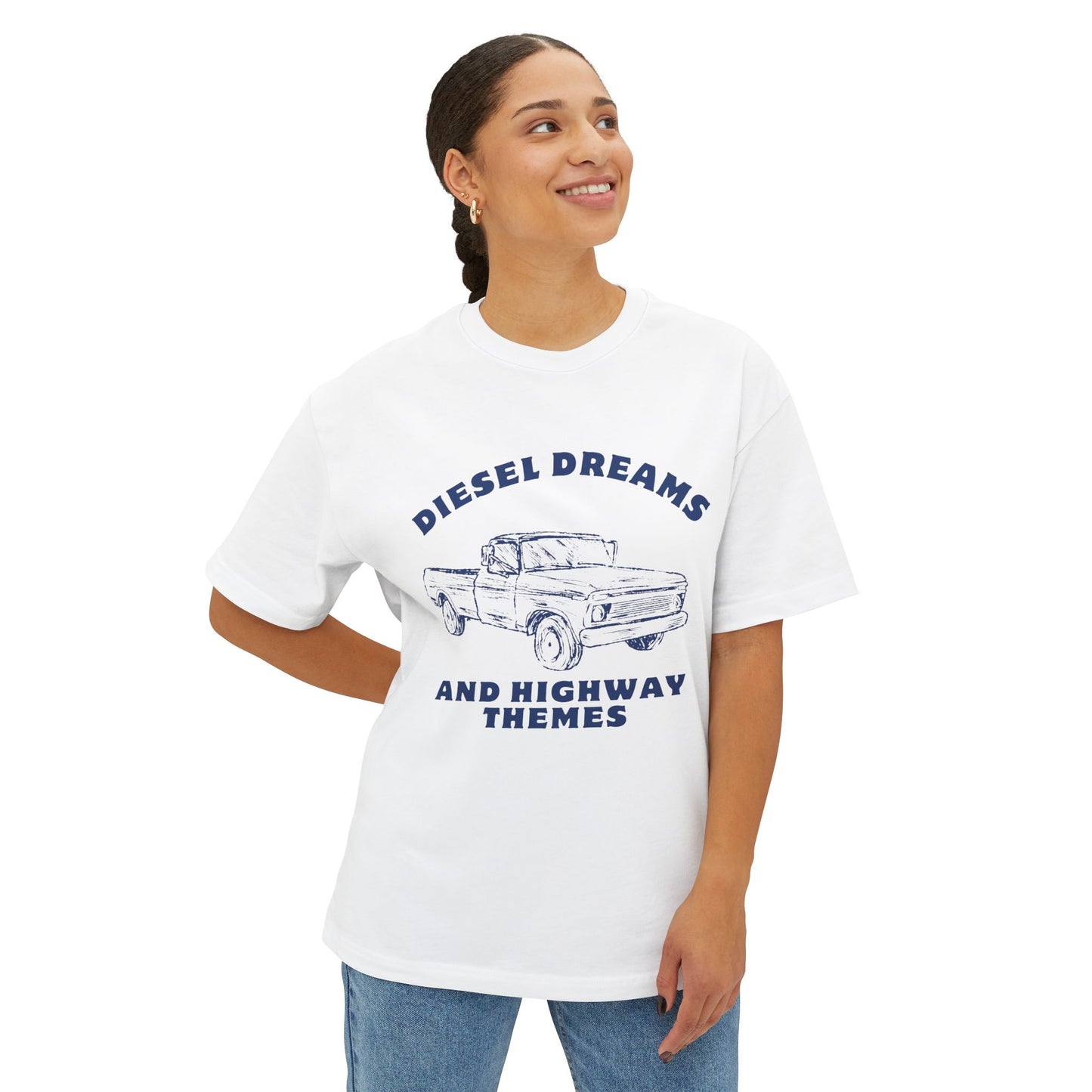 Diesel Dreams Boxy Tee - Unisex Oversized Graphic Shirt for Truck Lovers, Casual Wear, Gift for Him/Her, Summer Comfort, Road Trip Apparel