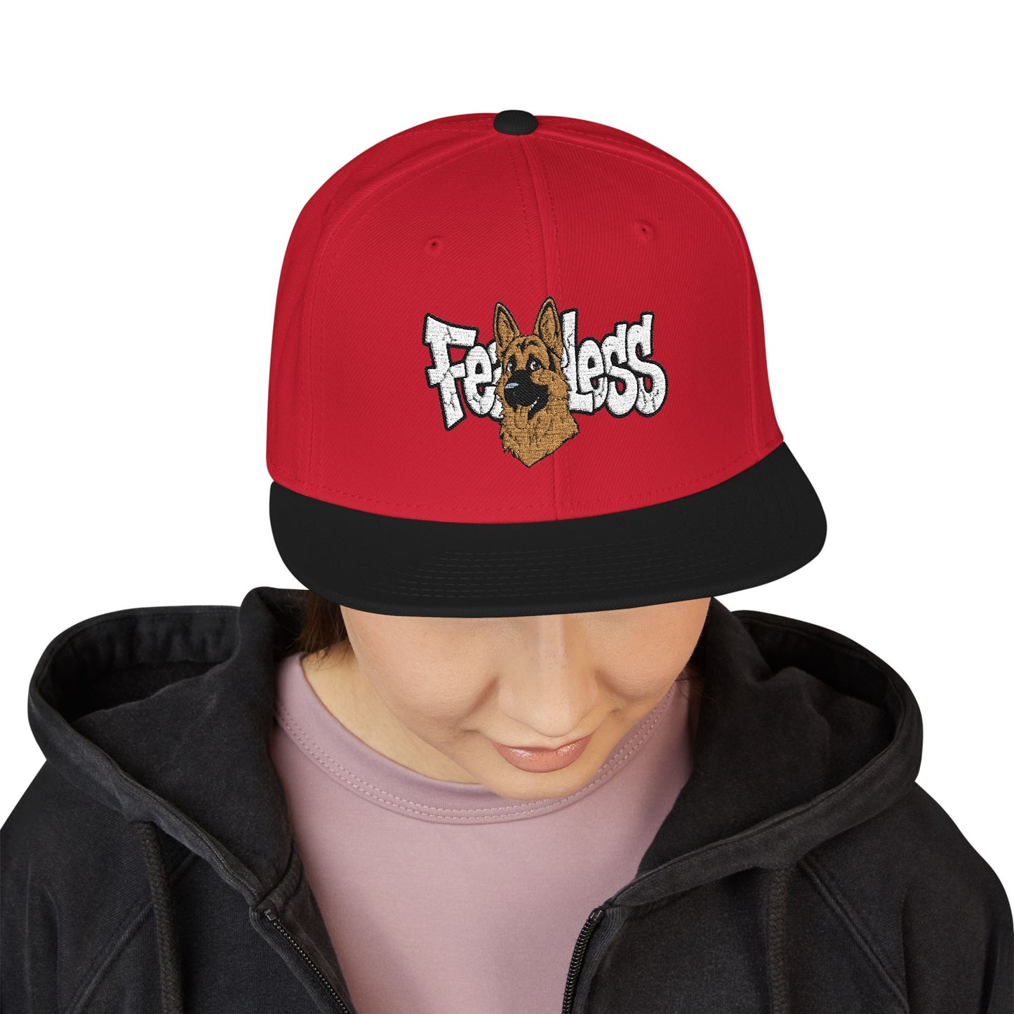German Shepherd Embroidered Snapback Hat - Fearless