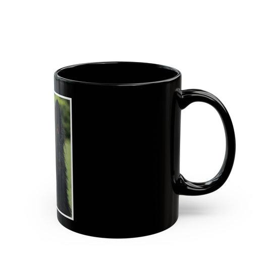 Black Dog Lover Ceramic Mug 11oz With Photo of Black German Shepherd Leaving Tongue Out