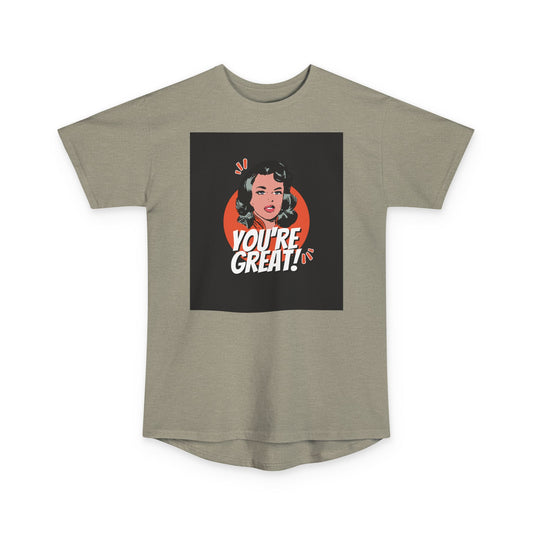Unisex Long Body Urban Tee - "You're Great!" Graphic Tee, Casual Streetwear, Positive Affirmation Shirt, Gift for Friends, Everyday Style