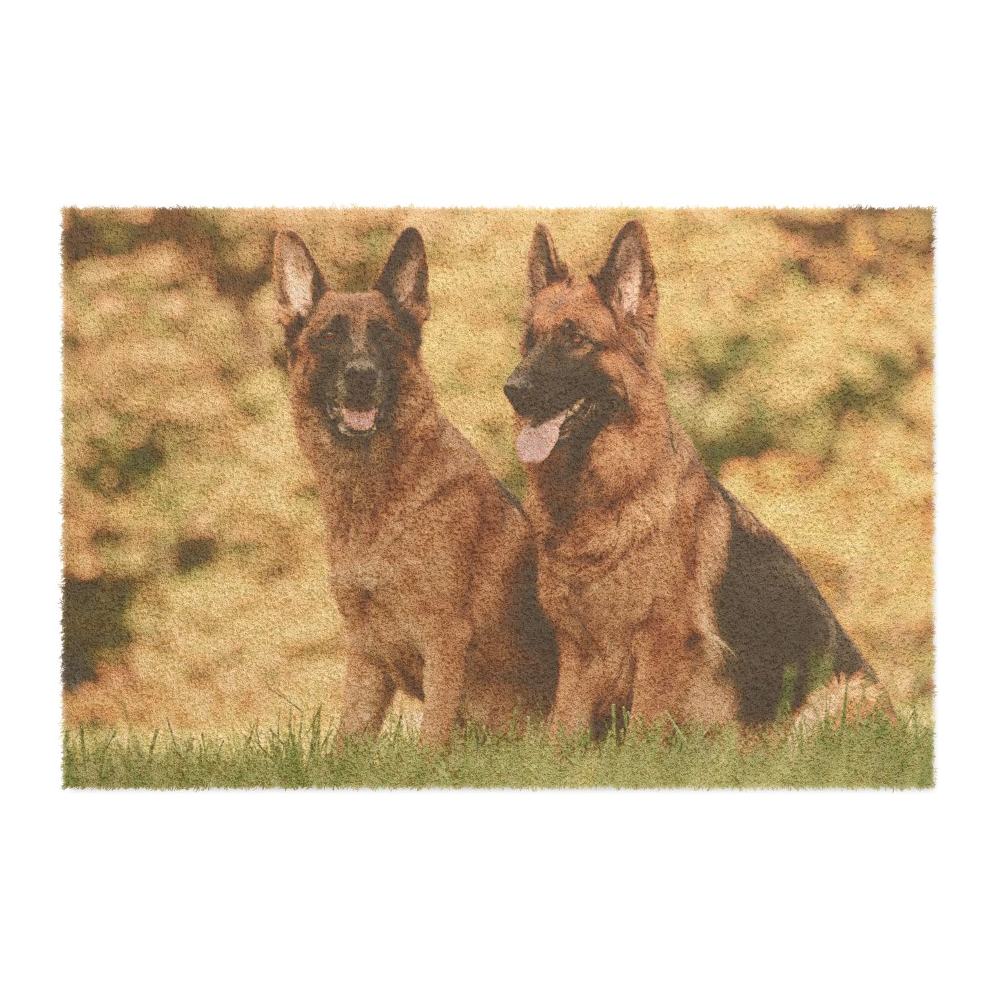 Dog Lover's Doormat Featuring Two German Shepherds Sitting on the Grass
